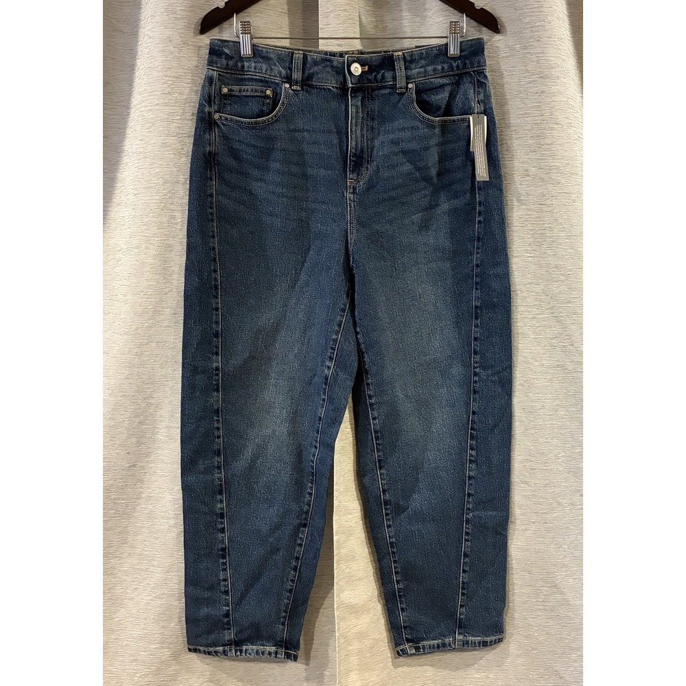 Talbots Relaxed Barrel Jeans Women's 10 High Rise Tapered Dark Wash Denim NWT